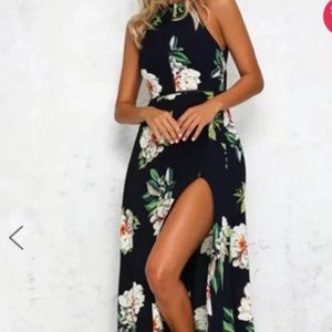 Navy Blue A-line Women Beach Sleeveless Dress